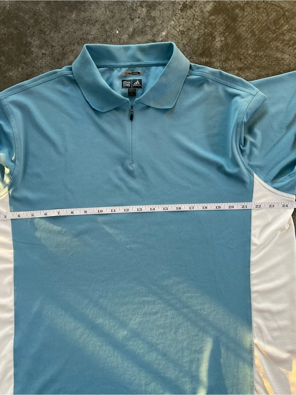Adidas ClimaCool Golf Polo Shirt Blue White Quarter Zip Men’s Large